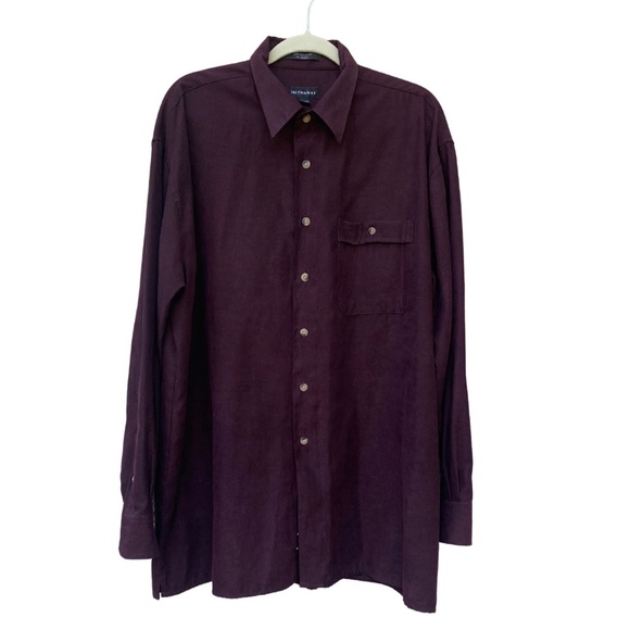 Hathaway Mens Faux Suede Button Down - Picture 1 of 6